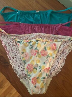 Victoria's Secret Girls' Bikini Briefs - Teal, Pink, Cream Floral